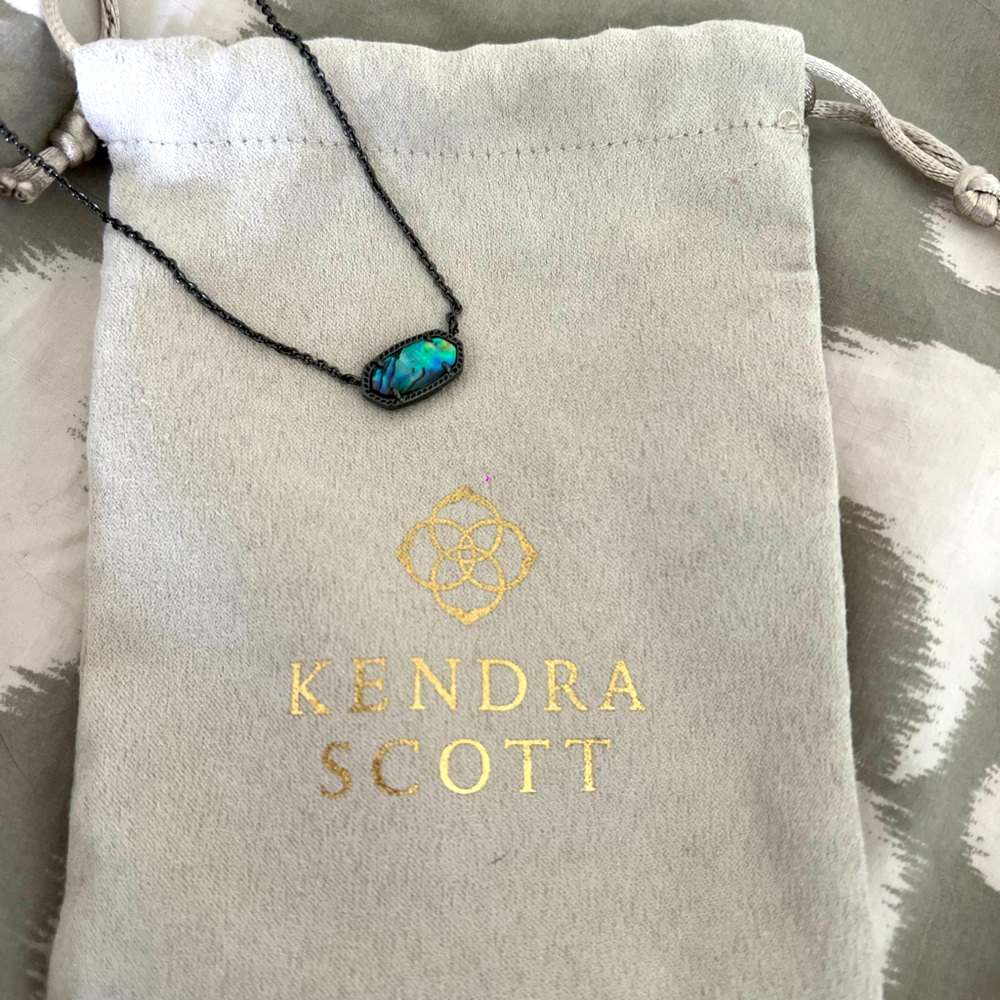 Kendra Scott Elisa style necklace in Abalone and Gunmetal